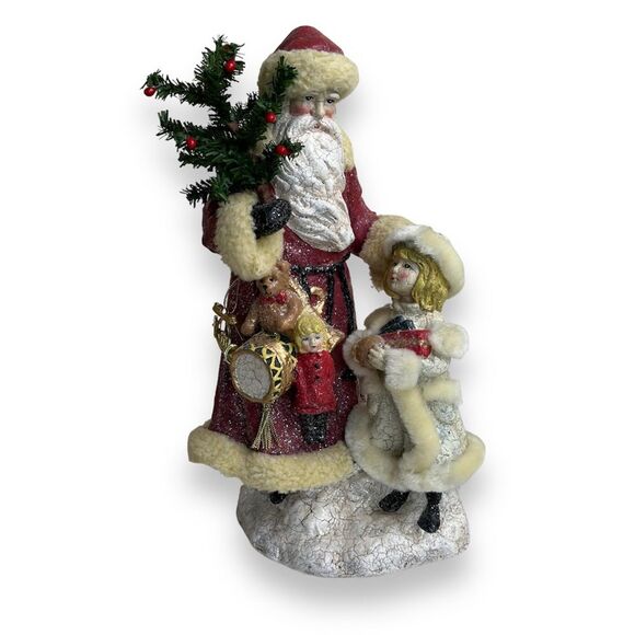 Cracker Barrel Original Christmas Collection Santa Girl Crackled Sparkly 13.5 In - Picture 1 of 16